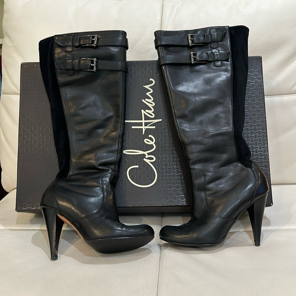 Cole Haan BLACK AIR JALISA TALL BOOT with Zip Closure in Size 4.5 В